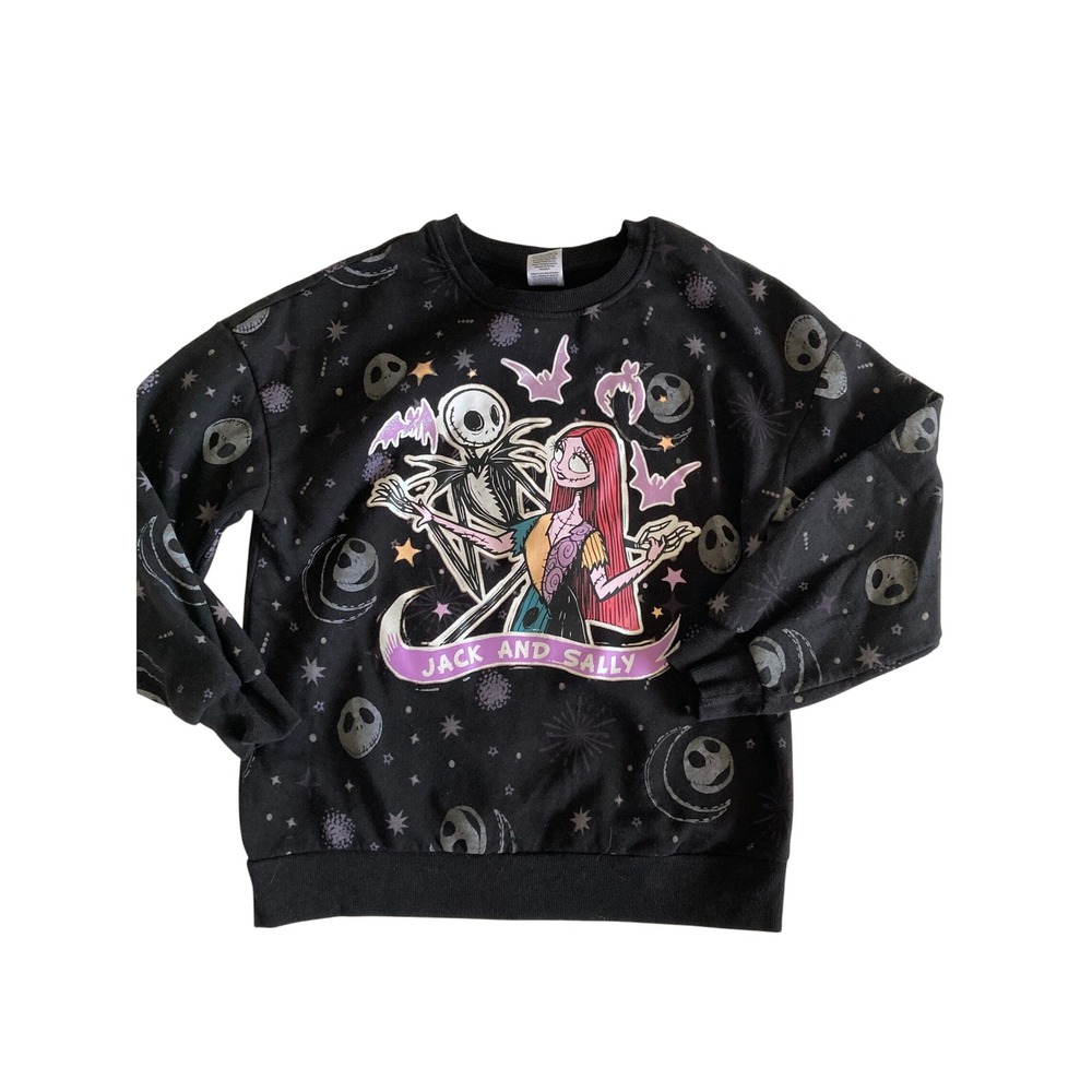 Disney Nightmare Before Christmas Jack Sally Black Graphic Sweatshirt XL 14-16